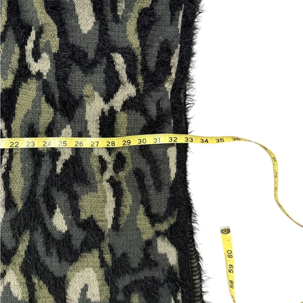 Cozy Fuzzy Camo Knit Ruana Wrap Cardigan Boho Neutral Layer - OS‎